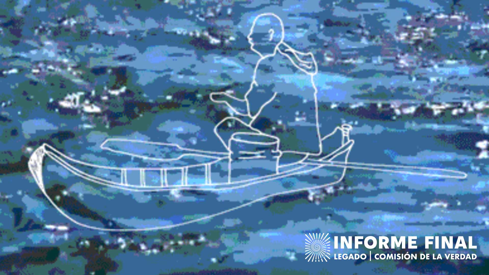 ilustración de hombre en una barca y un fondo de agua