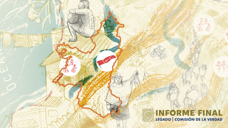 Mapa de la región del Valle del Cauca en Colombia con convenciones