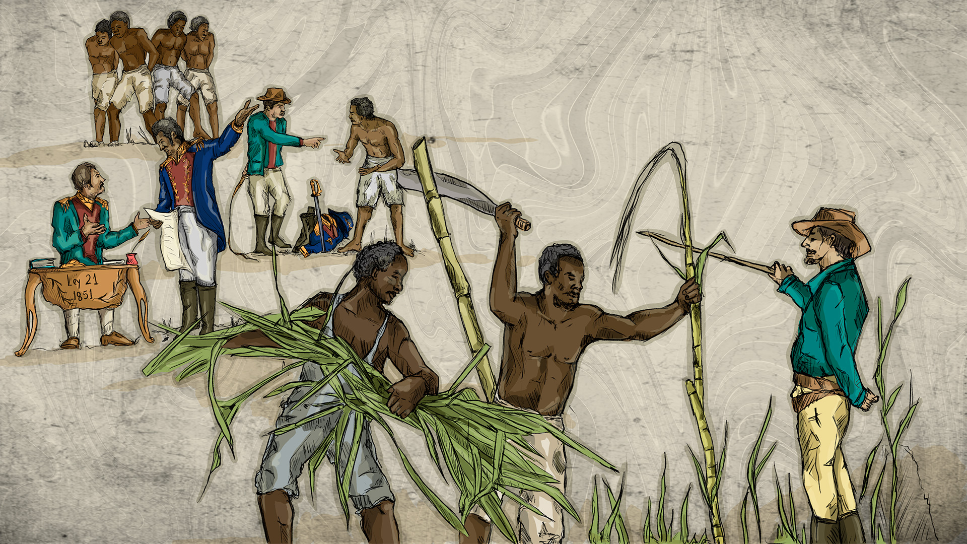 afrocolombianos esclavizados por colonos en cultivos de caña