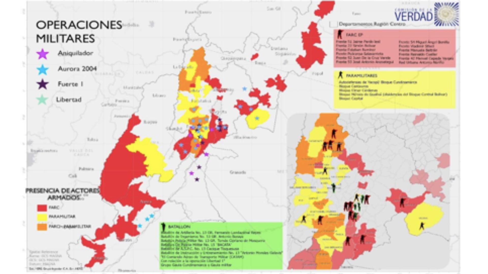 Mapa: operaciones militares del Plan Patriota. CEV.