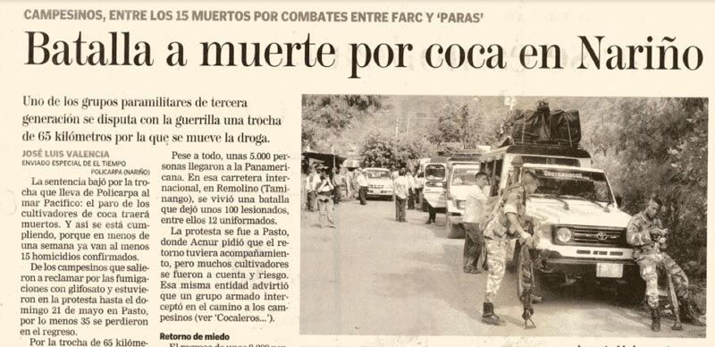 caso 196 cordillera recorte de periódico