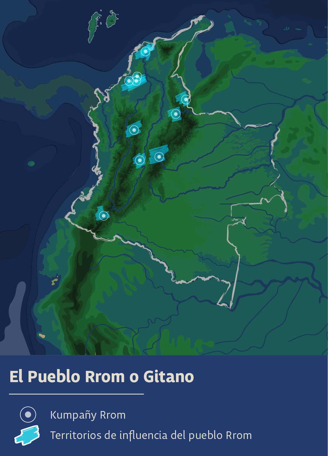 ubicacion del pueblo Rrom gitano en el mapa de colombia