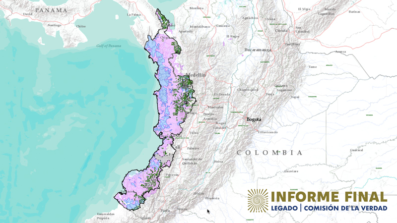 Mapa de minería y territorios colectivos en el pacífico colombiano
