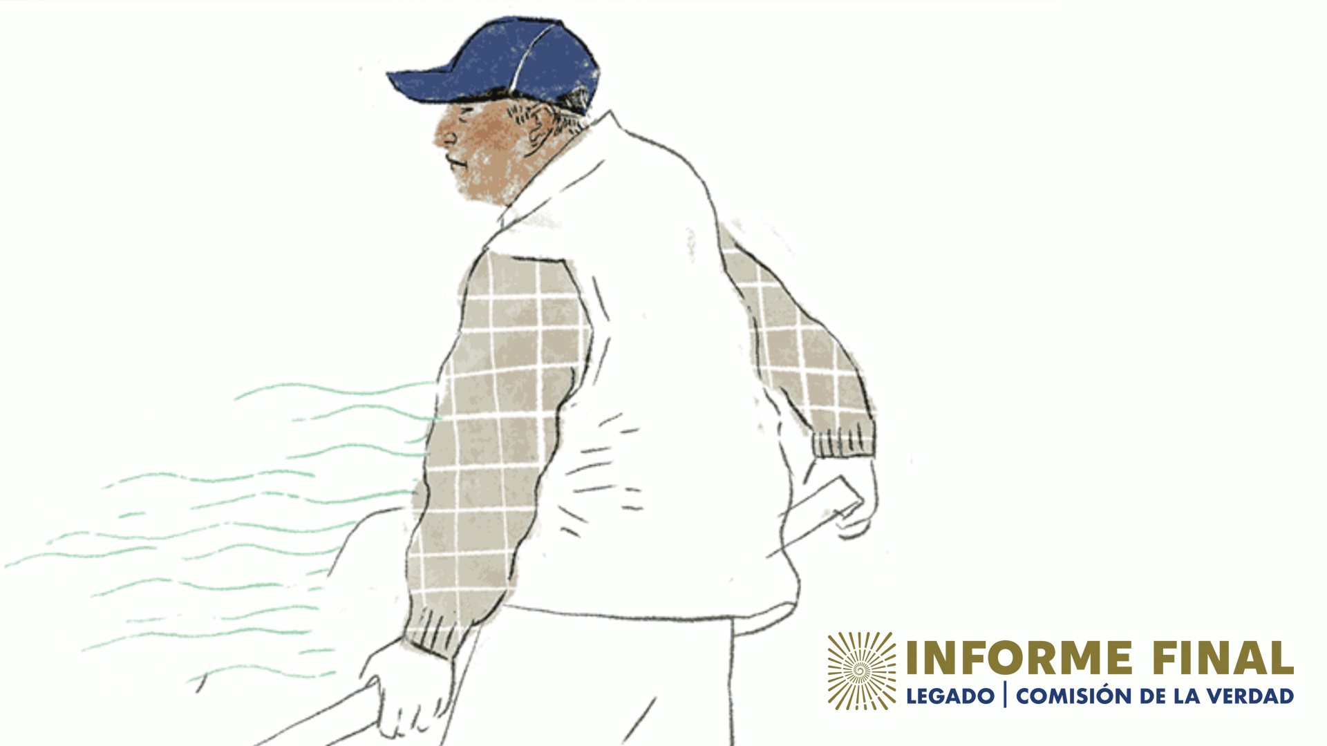 Ilustración. Hombre adulto campesino lleva una gorra azul