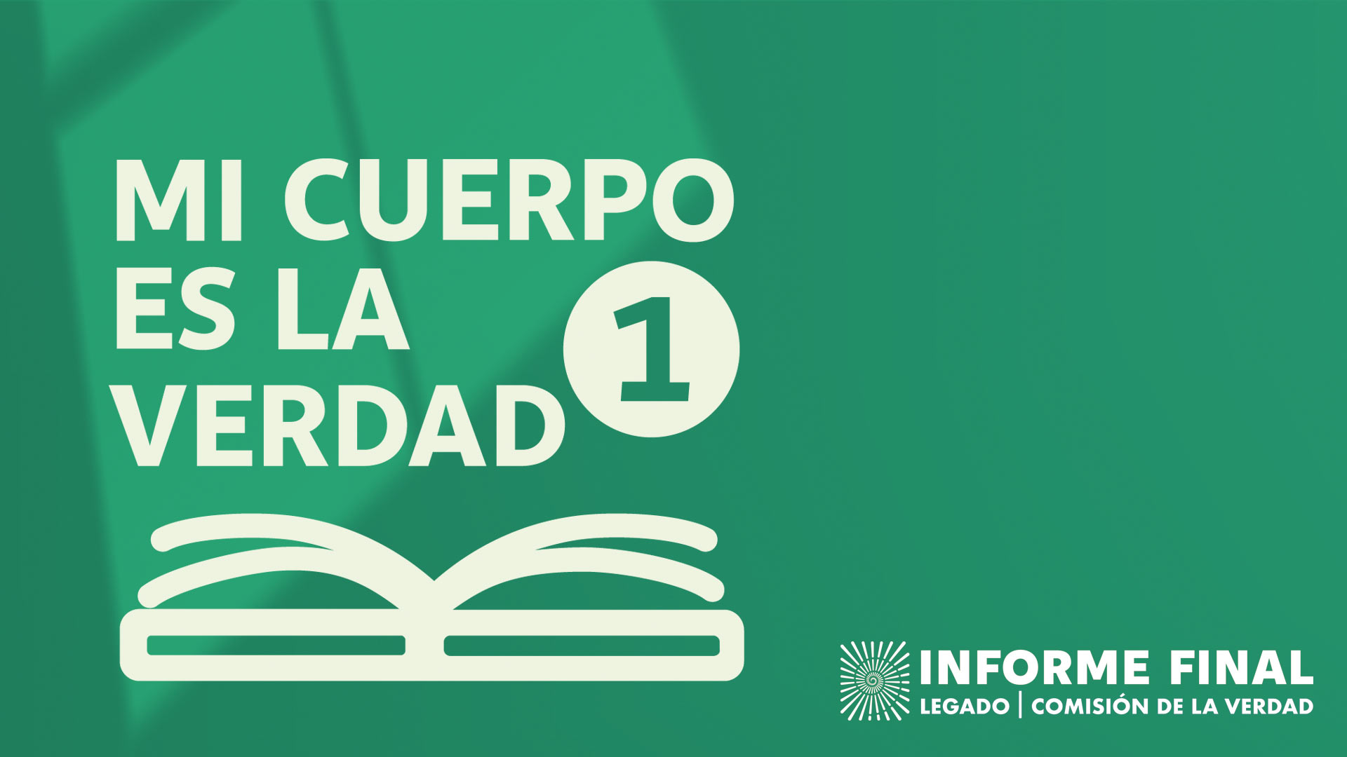 fondo verde con sombra de ventana, ícono de libro con el texto mi cuerpo es la verdad 1