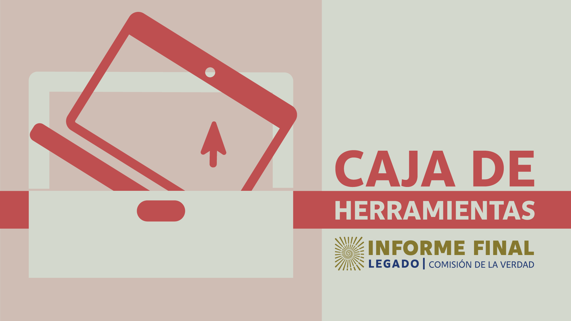 Icono de color rojo de un portátil con un cursor dentro de caja de herramientas