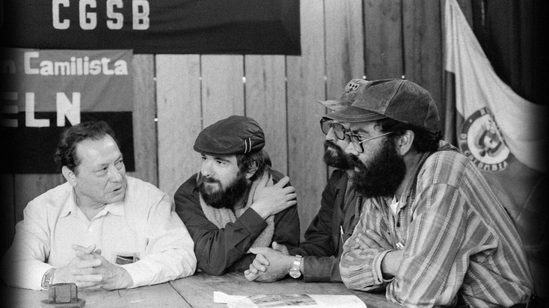 galería “Delegación de paz de las FARC-EP”, Archivo FARC-EP. Los tres comandantes históricos de las FARC:  Manuel Marulanda Vélez, Alfonso Cano y Timoleón Jímenez.