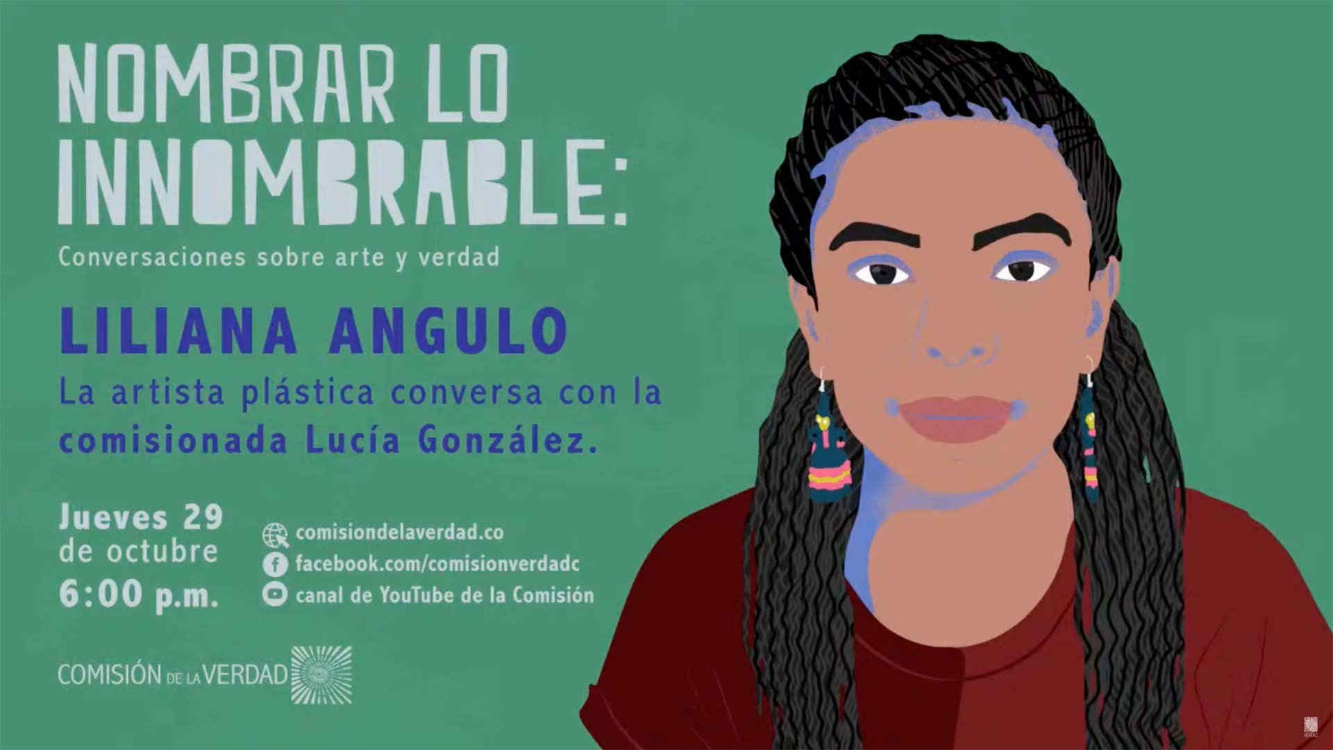 La artista plástica conversa con la comisionada Lucía González.