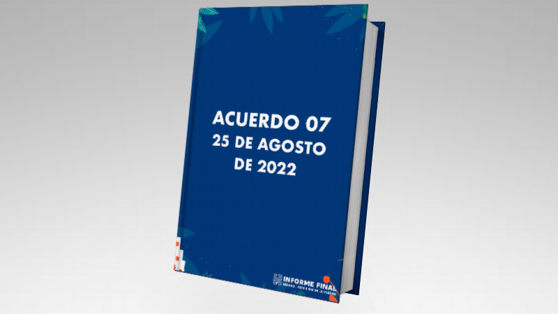 Portada azul con el nombre del contenido