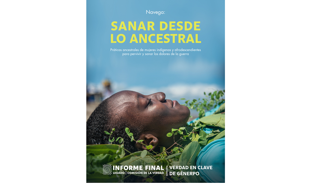 Afiche de Mujer afrocolombiana recostada sobre plantas