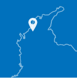 Croquis del mapa de Colombia donde se señala el departamento de Sucre con un ícono de globo